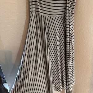 Elan One Shoulder Black and White Striped Dress